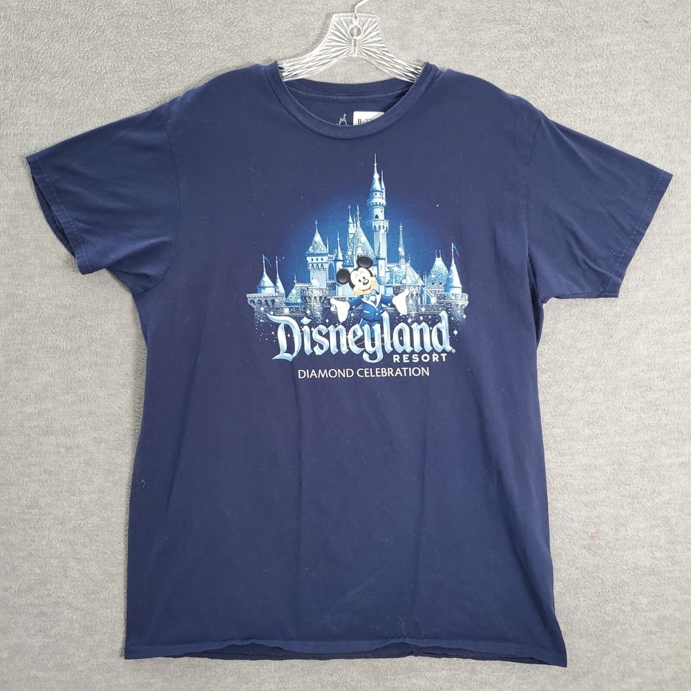 Disneyland Women Top‎ Large Blue Diamond Celebration Mickey Graphic T Shirt